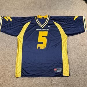 Vintage Nike Team Mountaineers Neals Game Jersey Shirt #5 Navy Yellow Men Sz 2XL